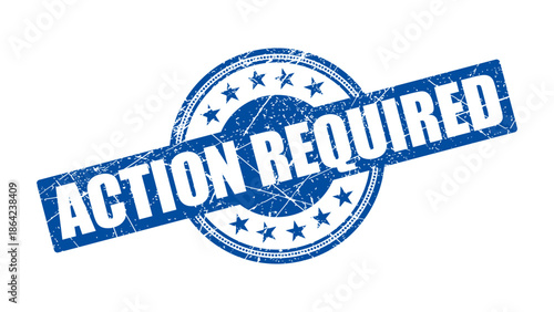 Action required stamp with grunge texture