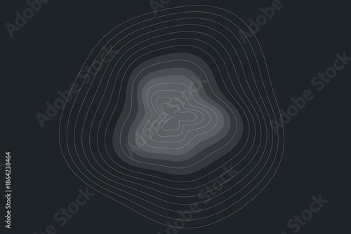 3D Organic Isobar Shape with Stepped Gradient Depth - Abstract Topographic Terrain Element