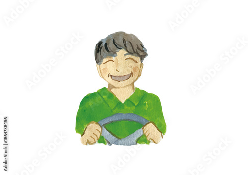 車を運転している笑顔のシニアの男性