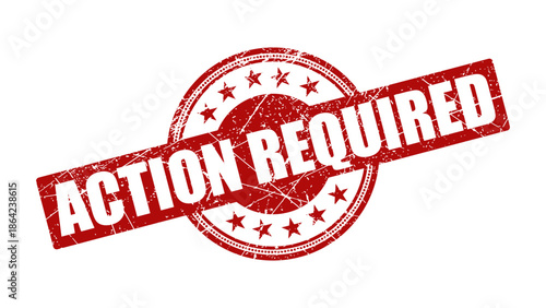 Action required stamp with grunge texture