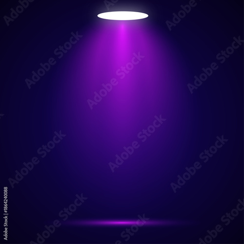 Abstract blue and purple spotlight stage background with glowing light effects on a dark artistic backdrop