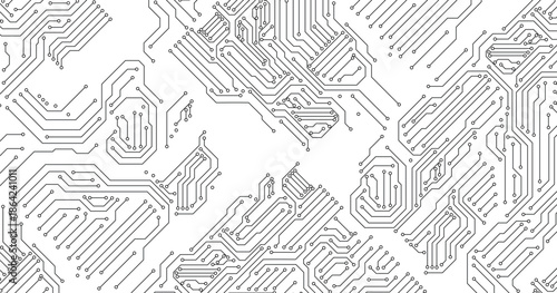 Vector electronic circuit with white background