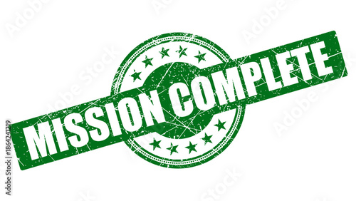 Mission complete stamp with grunge texture