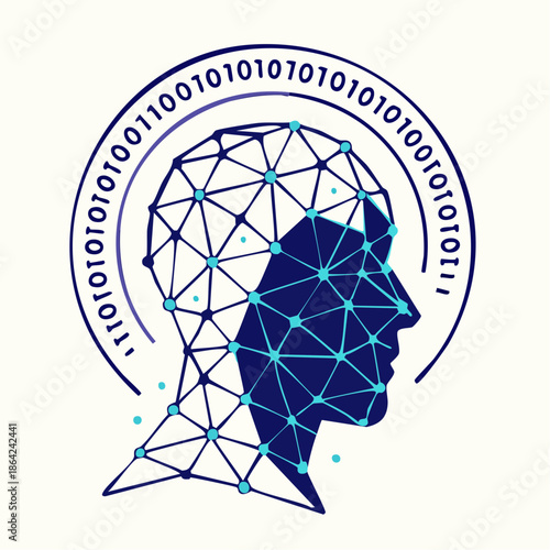 networked intelligence encircles the mind where binary arcs and neural nodes pulse with synthetic cognition