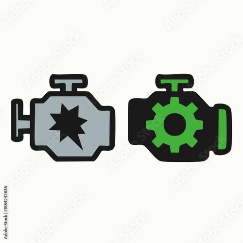 dual engines of destiny sparking contrast between malfunction’s shadow and the precision hum of optimized power