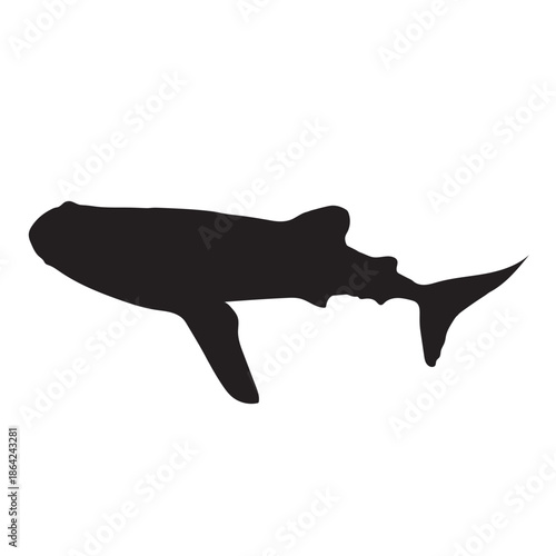 Whale Shark 2 Vector Silhoutte Black Icon - Editaible EPS