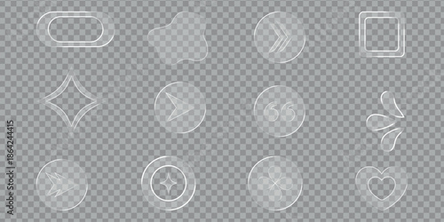 Frosted glass ui elements isolated on transparent background vector