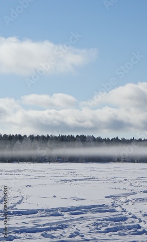 Cold and sunny day of winter in Lapland