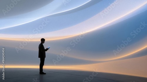 Silhouette in futuristic environment
