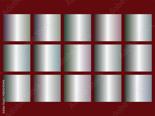 Collection of fifteen metallic gradient swatches with subtle color variations