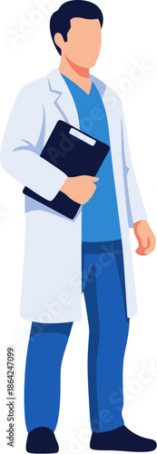 Male Doctor Holding Medical Clipboard.