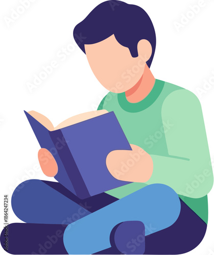 Young man reading a book.