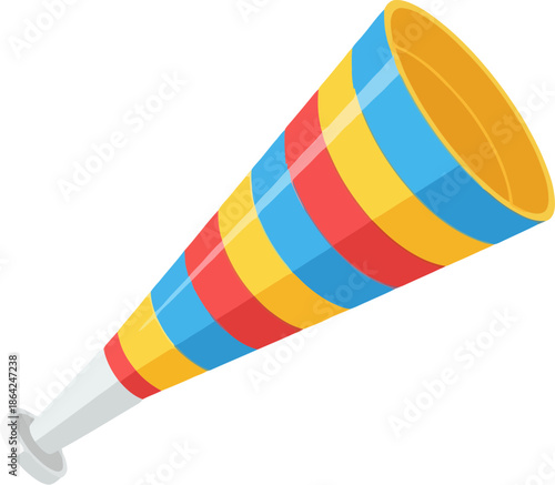 Colorful Party Horn with White Mouthpiece.
