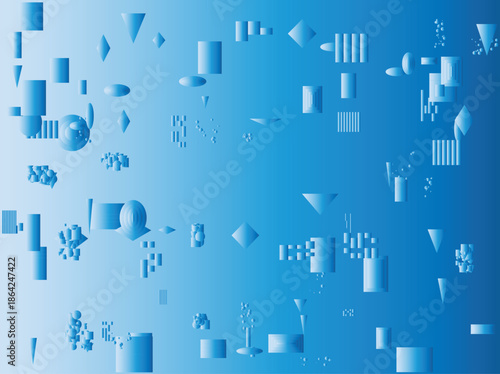 Abstract blue geometric pattern, futuristic tech background with 3D shapes, modern gradient digital vector EPS
