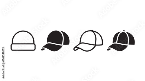 Baseball Caps in Minimalist Design with Simple Lines and Monochromatic Color Scheme for Sports Branding