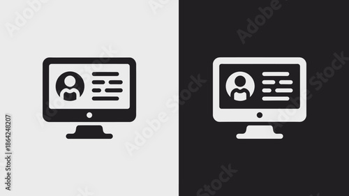 Computer Monitor with Resume Template in Minimalist Design with Simple Color Scheme on White and Black Background for HR and Recruitment
