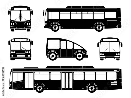 Various bus designs isolated on white background, Vector, illustration
