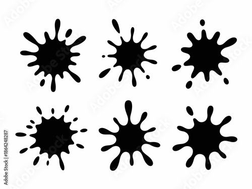 Collection of paint splatter illustrations isolated on white background, Vector, illustration