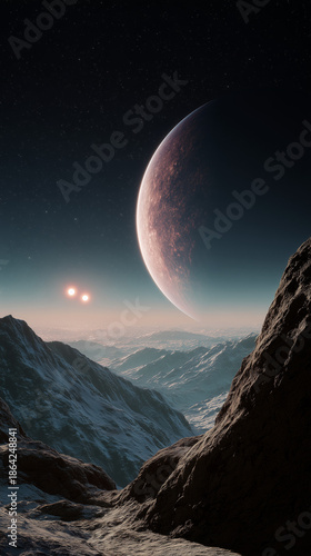 Alien Planet with Binary Star System