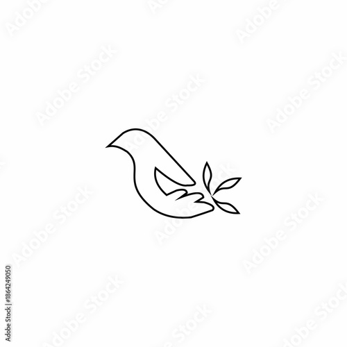 One continuous line drawing of flying dove with two hands. Bird symbol of peace and freedom in simple linear style. Mascot concept for national labor movement icon. Doodle vector illustration