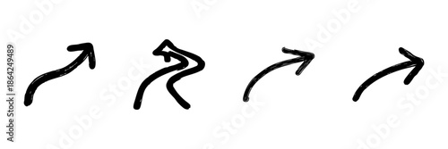 Curved Arrows Line Icon Set In Doodle Style. Directional Movement And Navigation Outline Sketch Collection. Hand Drawn Isolated Vector Illustration