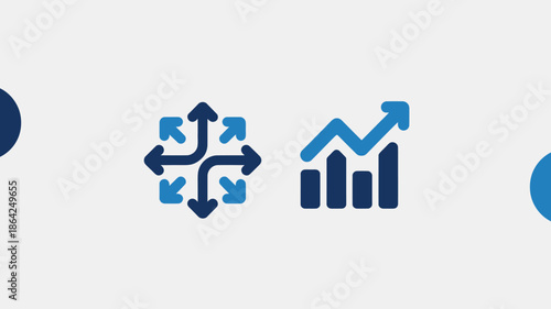 Blue Business Icons in Modern Minimalist Style with Gradient Color Scheme on White Background for Infographic Template