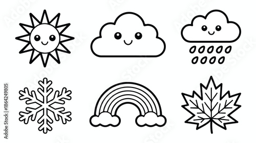 Weather icons with smiling faces and various symbols