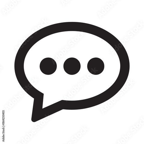 Simple black speech bubble with three dots icon