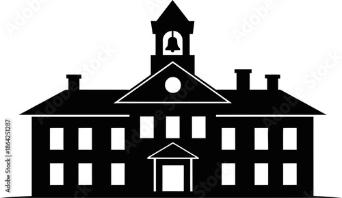 Classic two story school building with bell tower