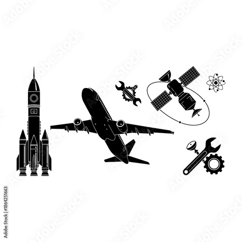 Collection of Aerospace and Engineering Icons.