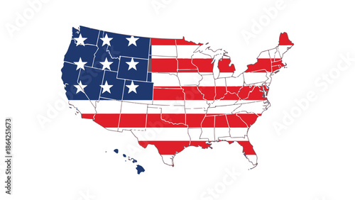 United States Map American Flag Vector