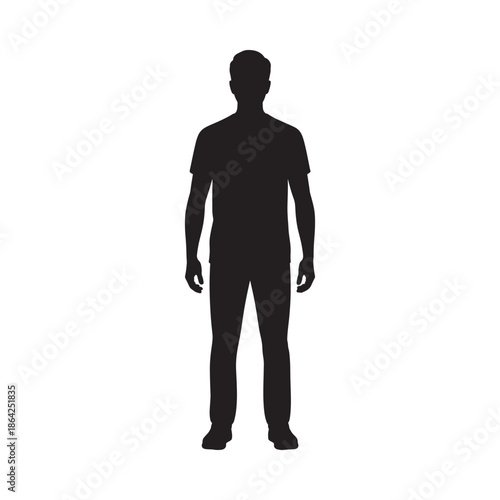 Black silhouette of a man standing with arms by his sides