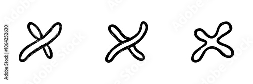 Abstract Chromosome Line Icon Set In Doodle Style. Genetic Structure, Dna Representation, And Biological Research Outline Sketch Collection. Hand Drawn Isolated Vector Illustration