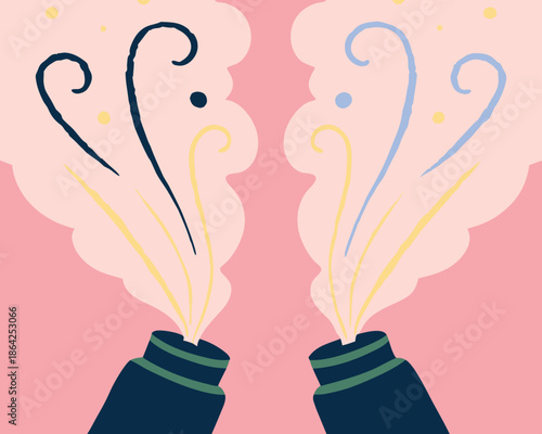 Celebratory sparklers in air