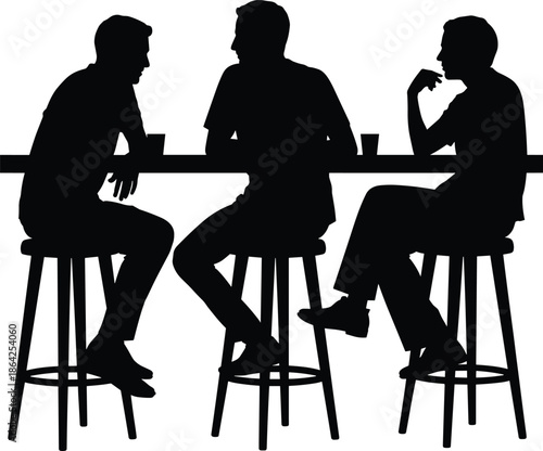 Three men silhouettes sitting 