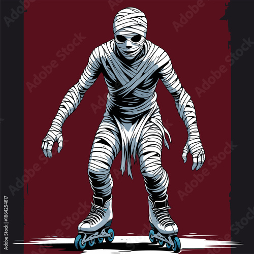 illustration of a mummy suitable for inline skating