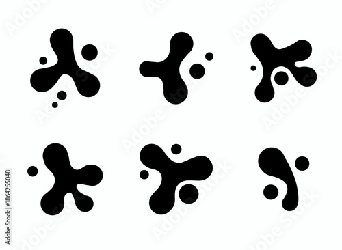 Set shape blob organic form. Abstract collection irregular blob. Liquid form deformed elements.