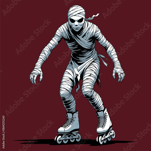 illustration of a mummy suitable for inline skating