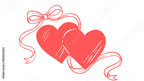 Elegant red heart line art conveys love and passion, perfect for modern Valentine's Day designs or romantic gestures, expressing deep affection beautifully