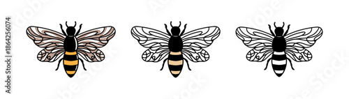 Honey Bee vector design templete. Vintage bee for logo, label, sublimation, sticker.