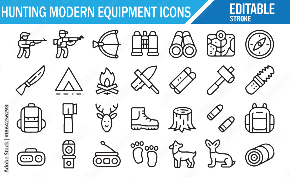 Fototapeta premium Vector Line Art for Hunter and Camper Gear