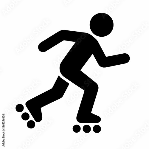 Man Inline Skating Illustration, Flat