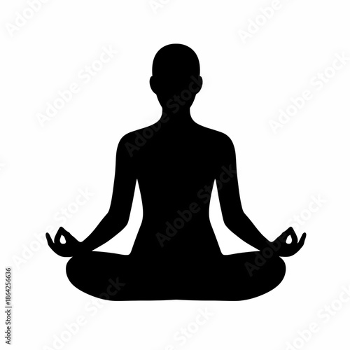 Meditating Person In Lotus Position Illustration, Flat