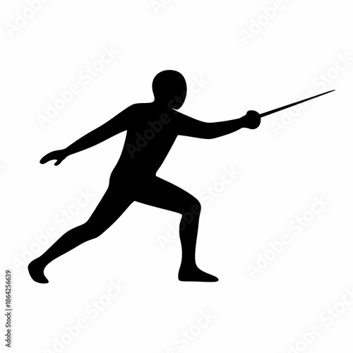 Fencer In Action With Sword