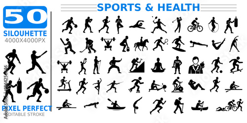 Sports and Health Silhouette Pack of 50 People