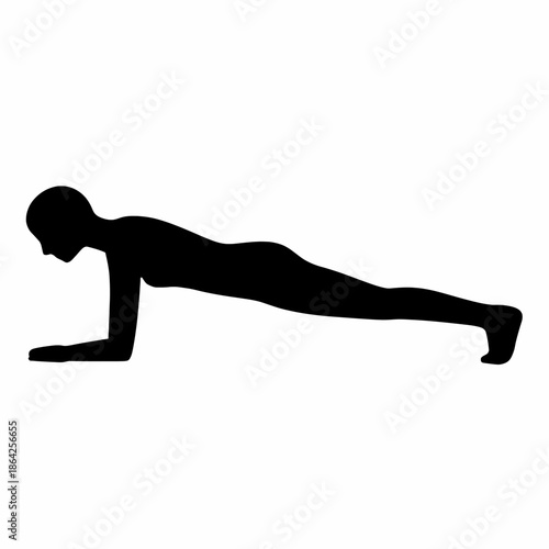 Man Doing Push Up Exercise Illustration, Flat Fitness