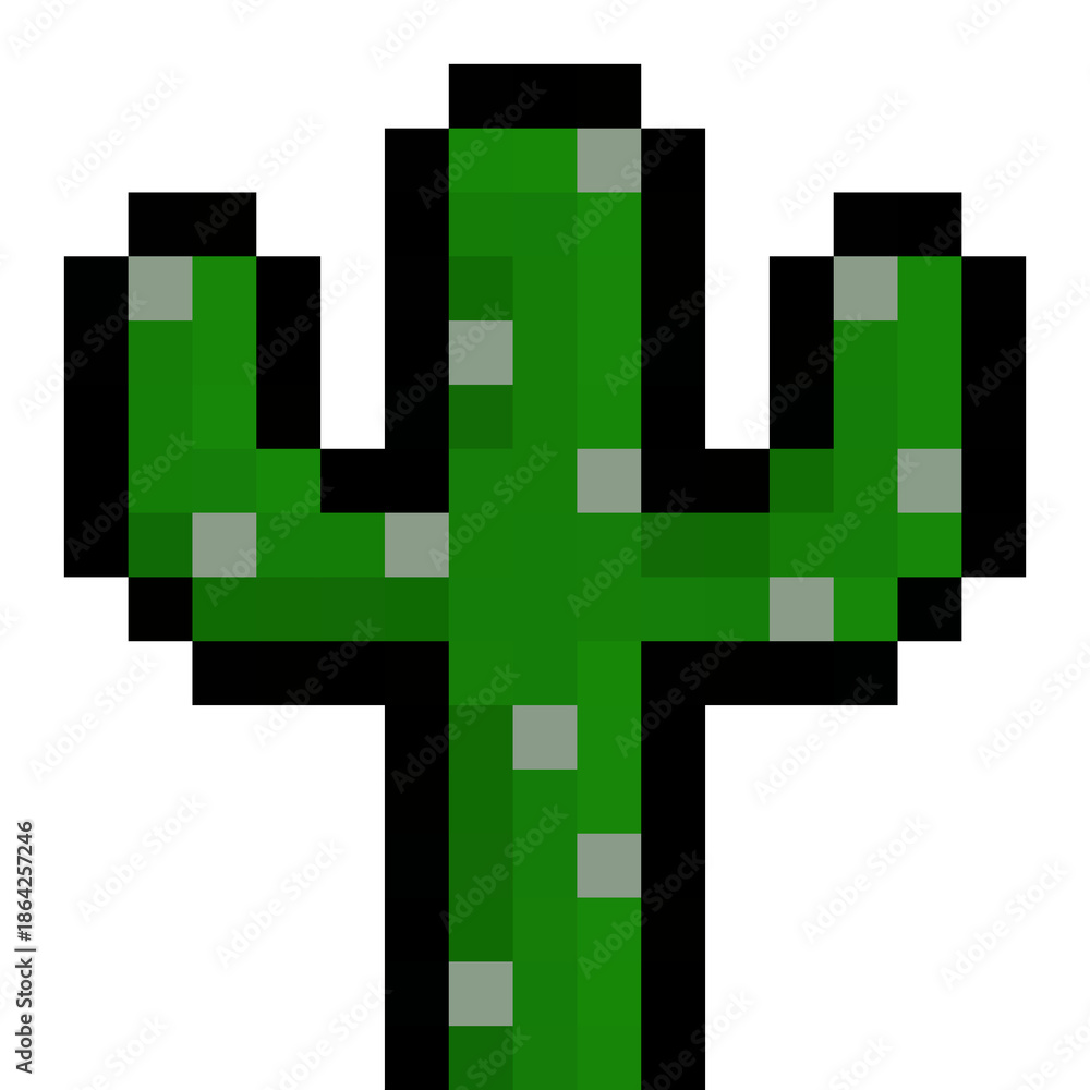 Fototapeta premium A pixel art cactus in retro 16×16 style