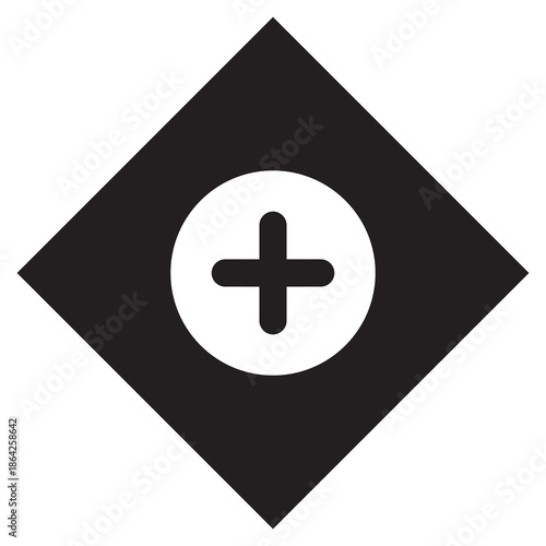 Add icon vector. Plus logo design. Medical cross vector icon illustration in rhombus isolated on white background
