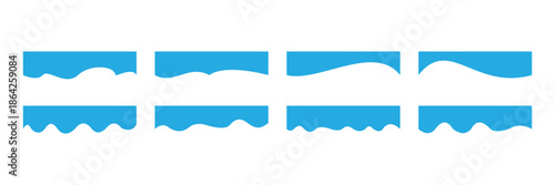 Blue dividers Shapes for website design. Set of website divider. Curved background section and frame template. Curved border shape, Vector Illustration.