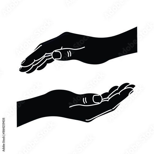 vector illustration of hand on hand Support and care.